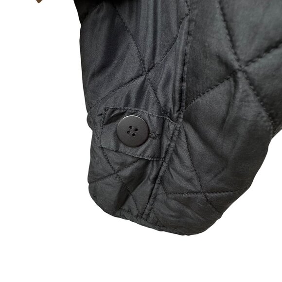 Clio Vintage Womens Black Quilted Jacket Button Front Pockets Drawstring Waist M - Picture 6 of 13